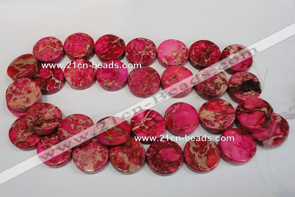 CDE665 15.5 inches 25mm coin dyed sea sediment jasper beads