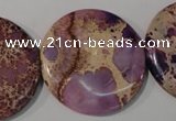 CDE708 15.5 inches 35mm flat round dyed sea sediment jasper beads