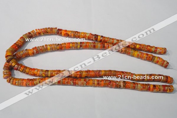 CDE734 15.5 inches 3*8mm heishi dyed sea sediment jasper beads