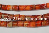 CDE735 15.5 inches 6*6mm tube dyed sea sediment jasper beads