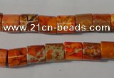 CDE737 15.5 inches 8*8mm tube dyed sea sediment jasper beads