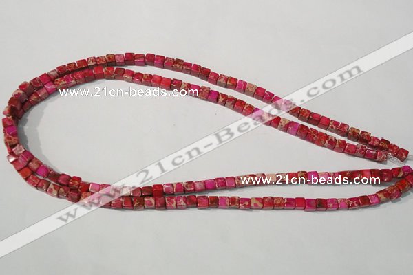 CDE780 15.5 inches 5*5mm cube dyed sea sediment jasper beads