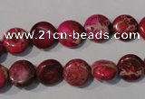 CDE785 15.5 inches 10mm flat round dyed sea sediment jasper beads