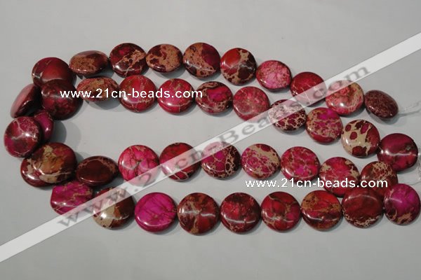 CDE787 15.5 inches 20mm flat round dyed sea sediment jasper beads