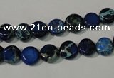 CDE905 15.5 inches 8mm flat round dyed sea sediment jasper beads