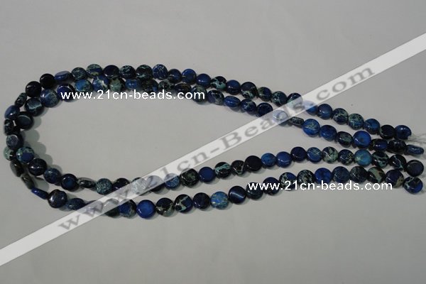 CDE905 15.5 inches 8mm flat round dyed sea sediment jasper beads