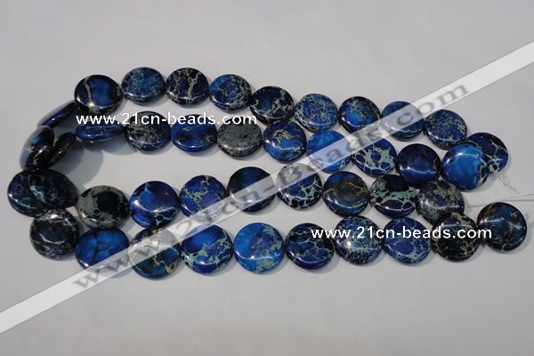 CDE908 15.5 inches 20mm flat round dyed sea sediment jasper beads