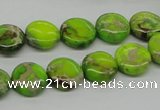 CDE91 15.5 inches 12mm flat round dyed sea sediment jasper beads