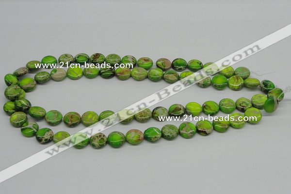 CDE91 15.5 inches 12mm flat round dyed sea sediment jasper beads