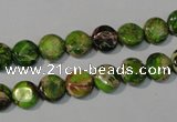 CDE935 15.5 inches 8mm flat round dyed sea sediment jasper beads