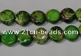 CDE936 15.5 inches 10mm flat round dyed sea sediment jasper beads