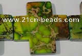 CDE954 15.5 inches 45*45mm cross dyed sea sediment jasper beads