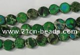 CDE970 15.5 inches 7mm flat round dyed sea sediment jasper beads