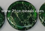 CDE977 15.5 inches 45mm flat round dyed sea sediment jasper beads