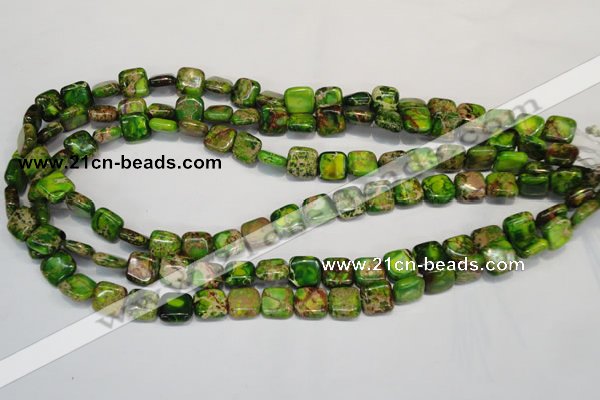 CDI120 15.5 inches 10*10mm square dyed imperial jasper beads