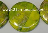 CDI129 15.5 inches 44mm flat round dyed imperial jasper beads