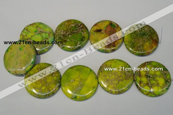 CDI129 15.5 inches 44mm flat round dyed imperial jasper beads