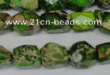 CDI155 15.5 inches 10*12mm faceted nugget dyed imperial jasper beads