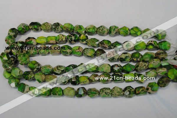 CDI155 15.5 inches 10*12mm faceted nugget dyed imperial jasper beads