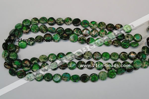 CDI170 15.5 inches 12mm flat round dyed imperial jasper beads