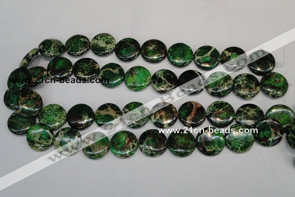 CDI174 15.5 inches 20mm flat round dyed imperial jasper beads