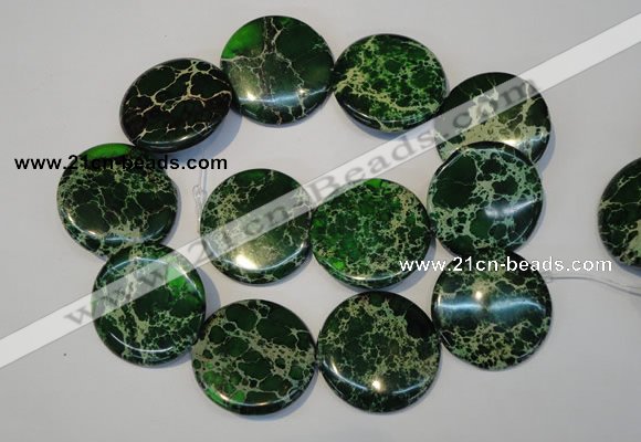 CDI177 15.5 inches 35mm flat round dyed imperial jasper beads