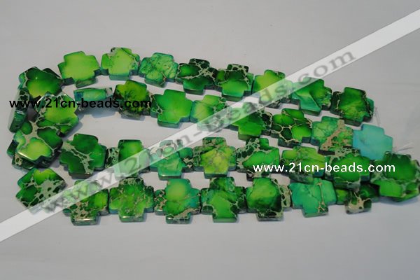 CDI211 15.5 inches 22*22mm cross dyed imperial jasper beads