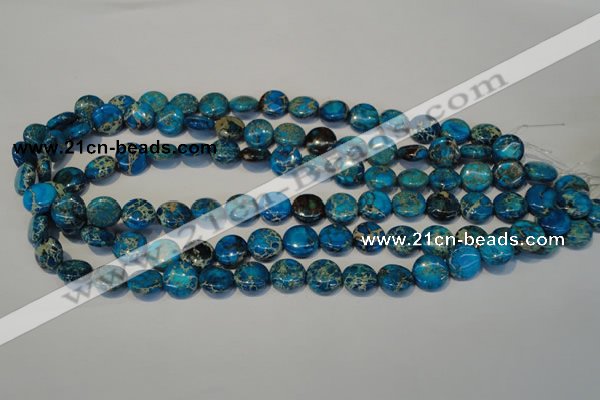 CDI305 15.5 inches 12mm flat round dyed imperial jasper beads