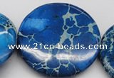 CDI312 15.5 inches 55mm flat round dyed imperial jasper beads
