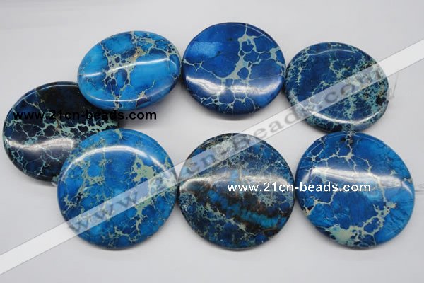 CDI312 15.5 inches 55mm flat round dyed imperial jasper beads