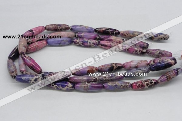 CDI33 16 inches 10*30mm rice dyed imperial jasper beads wholesale