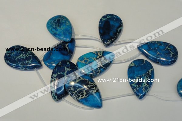 CDI345 Top-drilled 30*50mm flat teardrop dyed imperial jasper beads