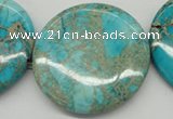 CDI353 15.5 inches 45mm flat round dyed imperial jasper beads