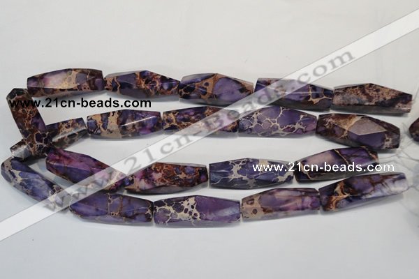 CDI386 15.5 inches 12*40mm faceted rice dyed imperial jasper beads