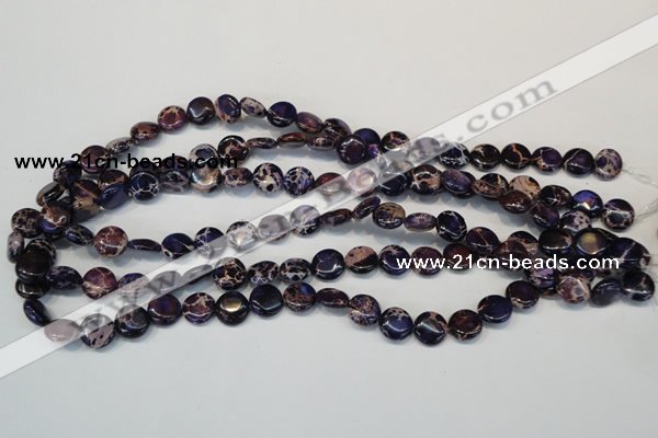 CDI397 15.5 inches 10mm flat round dyed imperial jasper beads