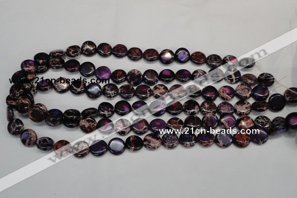 CDI398 15.5 inches 12mm flat round dyed imperial jasper beads
