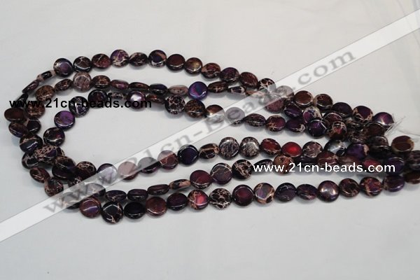 CDI405 15.5 inches 10mm flat round dyed imperial jasper beads