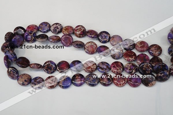 CDI408 15.5 inches 16mm flat round dyed imperial jasper beads