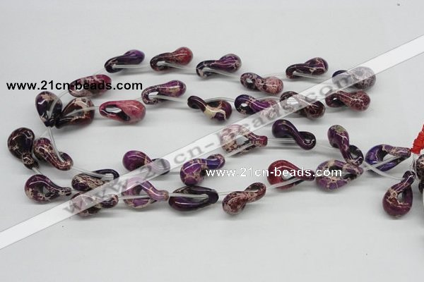 CDI42 16 inches 15*24mm petal shaped dyed imperial jasper beads