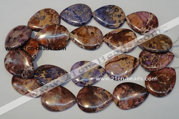 CDI461 15.5 inches 30*40mm flat teardrop dyed imperial jasper beads