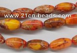 CDI510 15.5 inches 8*16mm rice dyed imperial jasper beads