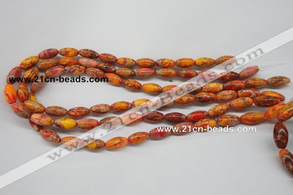 CDI510 15.5 inches 8*16mm rice dyed imperial jasper beads