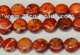 CDI516 15.5 inches 10mm flat round dyed imperial jasper beads