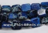 CDI54 16 inches 10*10mm square dyed imperial jasper beads wholesale