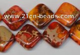 CDI545 15.5 inches 14*14mm diamond dyed imperial jasper beads