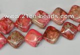 CDI568 15.5 inches 10*10mm diamond dyed imperial jasper beads