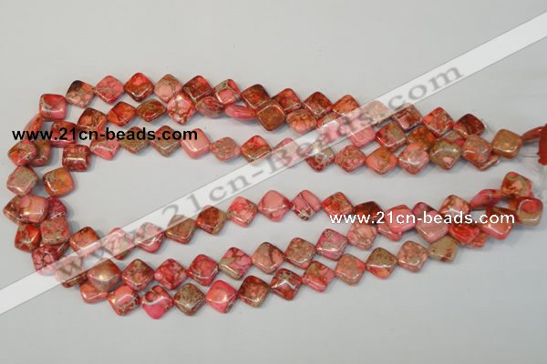 CDI568 15.5 inches 10*10mm diamond dyed imperial jasper beads