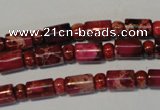 CDI597 15.5 inches 3*6mm rondelle 6*9mm tube dyed imperial jasper beads