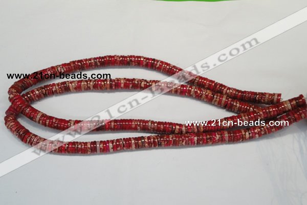 CDI601 15.5 inches 2*8mm heishi dyed imperial jasper beads