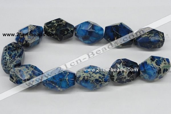 CDI65 16 inches 25*35mm faceted nuggets dyed imperial jasper beads